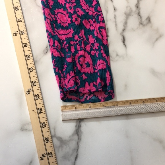 Boden Green Pink Floral Batik Capri Pants Womens 2R Pull‎ On Cropped - Picture 7 of 10